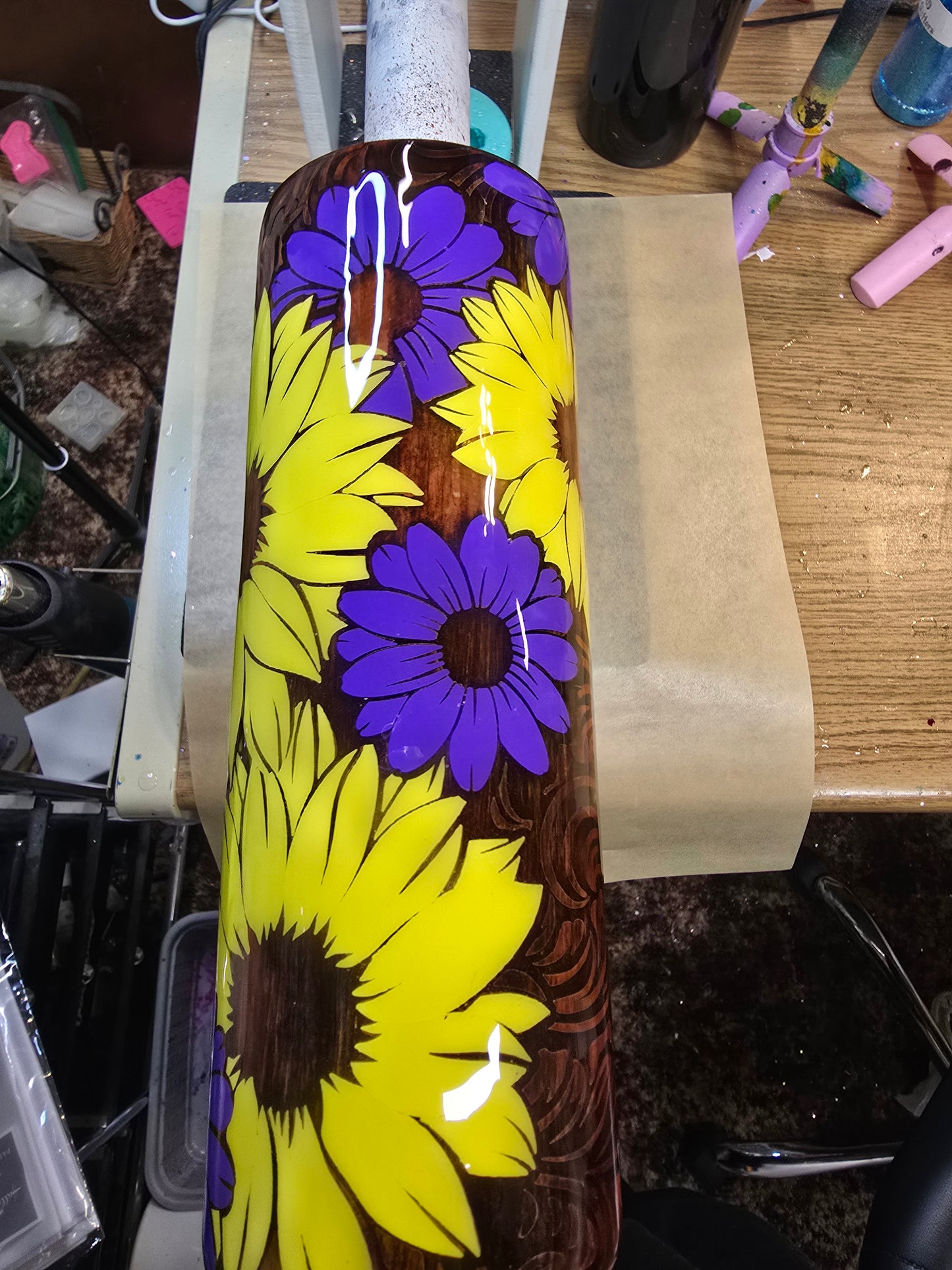 20oz Floral Distressed Leather
