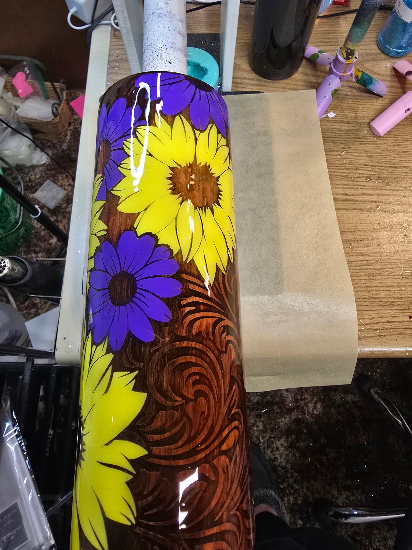 20oz Floral Distressed Leather