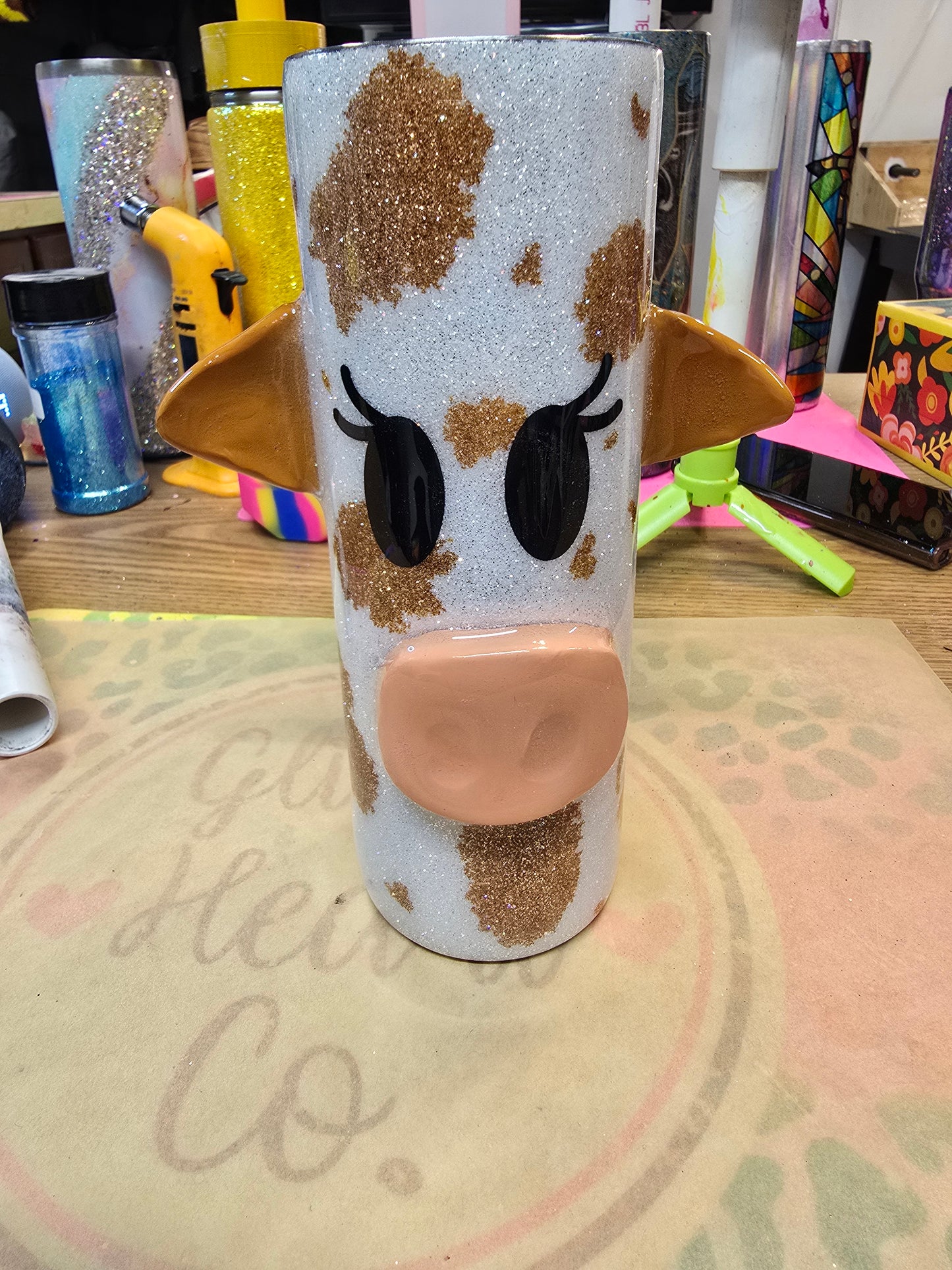 20oz custom cow tumbler