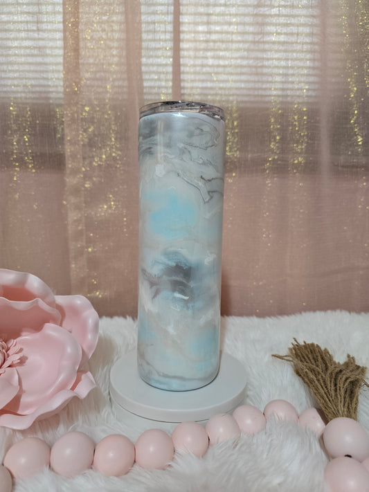 30oz Blue Marble Tumbler