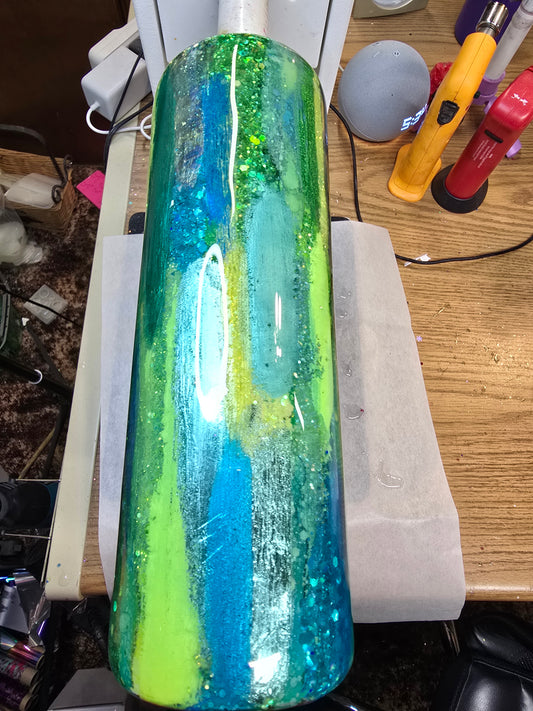 30oz green and teal rusticraindrop